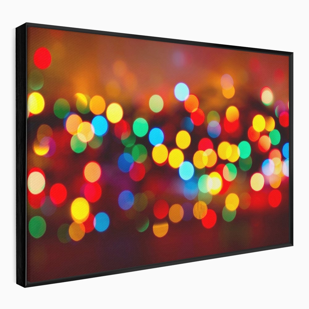 Tablou canvas cu tablou canvas cu lumini bokeh, in rama de aluminiu negru